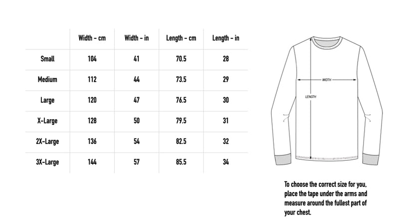 Size chart for It's Supposed to Hurt Longsleeve - Black